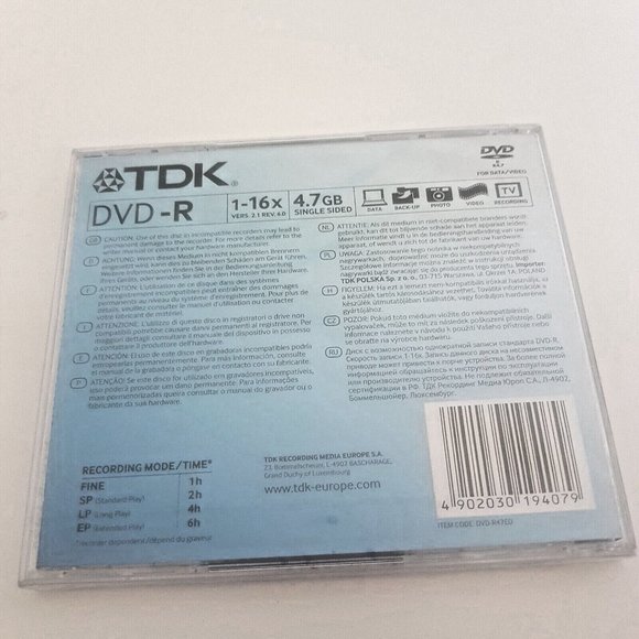 TDK DVD-R 4.7 Gb Lot of 3  16X Blank DVD Media  Lot of 3 - Picture 3 of 5